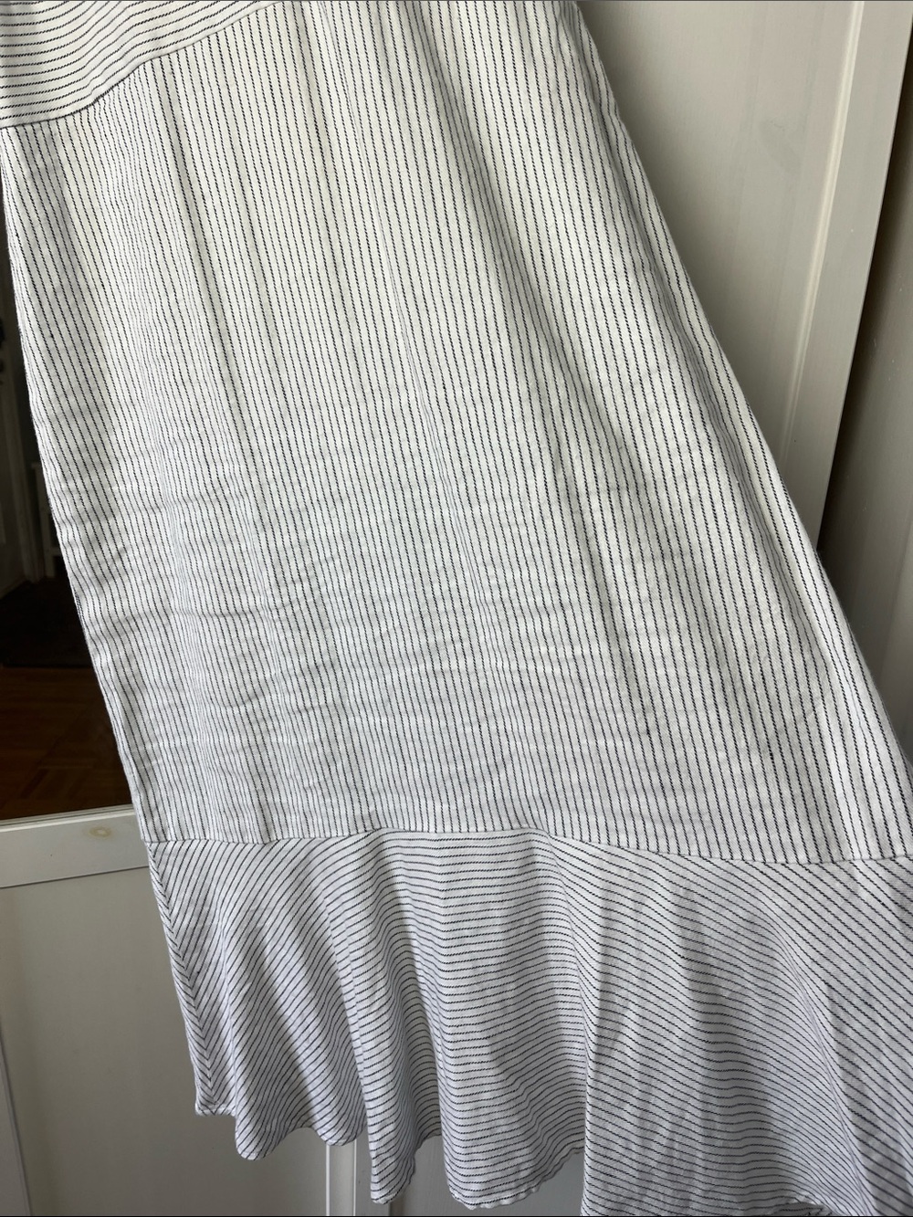 Banana Republic 100% Cotton White and Light Gray Striped Midi Dress - Picture 3 of 5